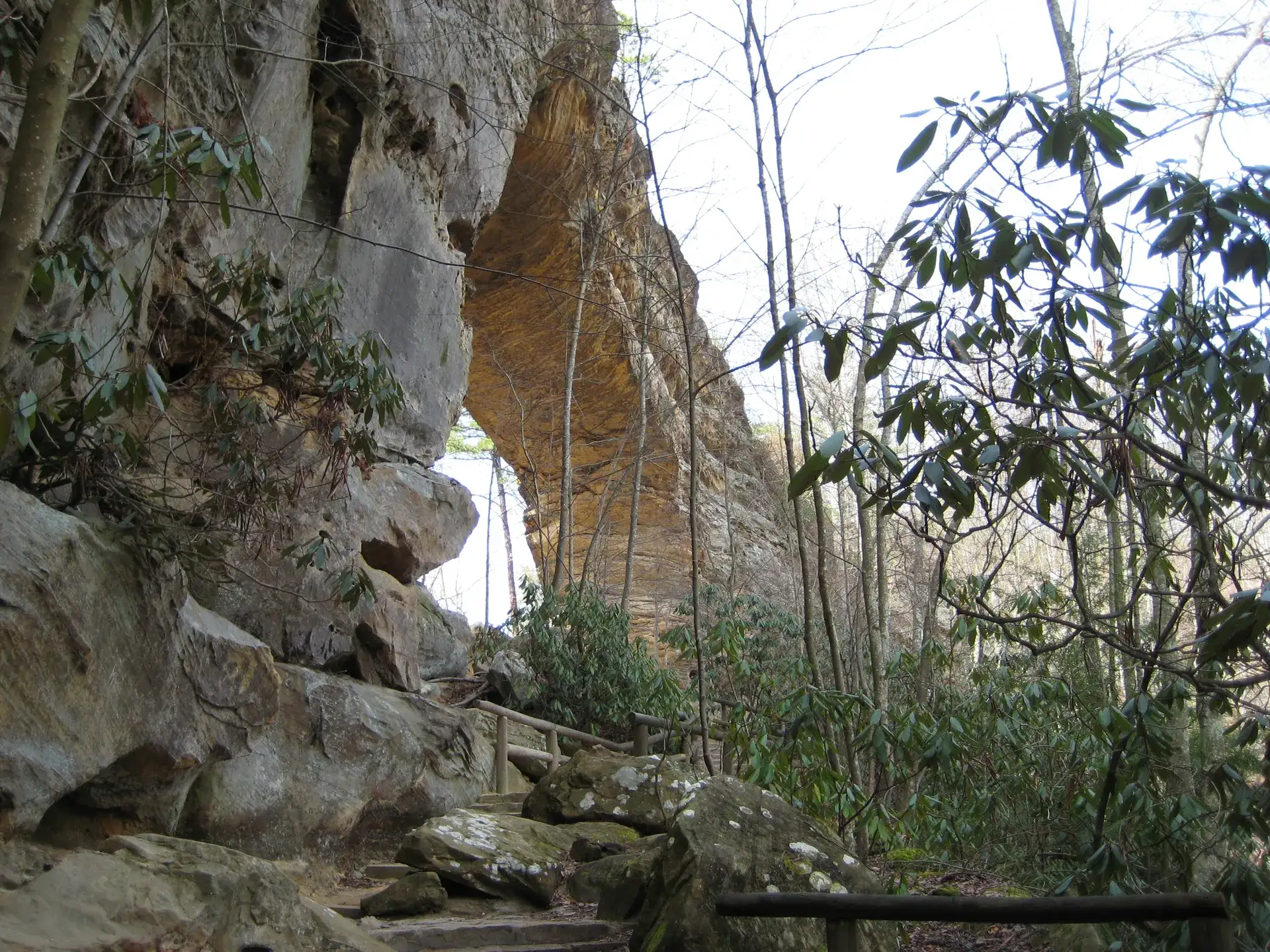 Natural sandstone arch at Natural Bridge in Daniel Boone National Forest, Kentucky