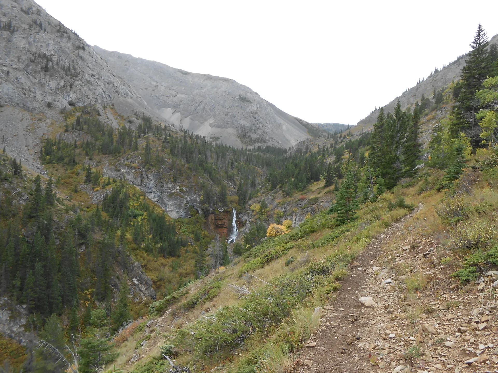 Route Creek Pass waterfall on the Rocky Mountain Ranger District of Lewis and Clark National Forest, Montana