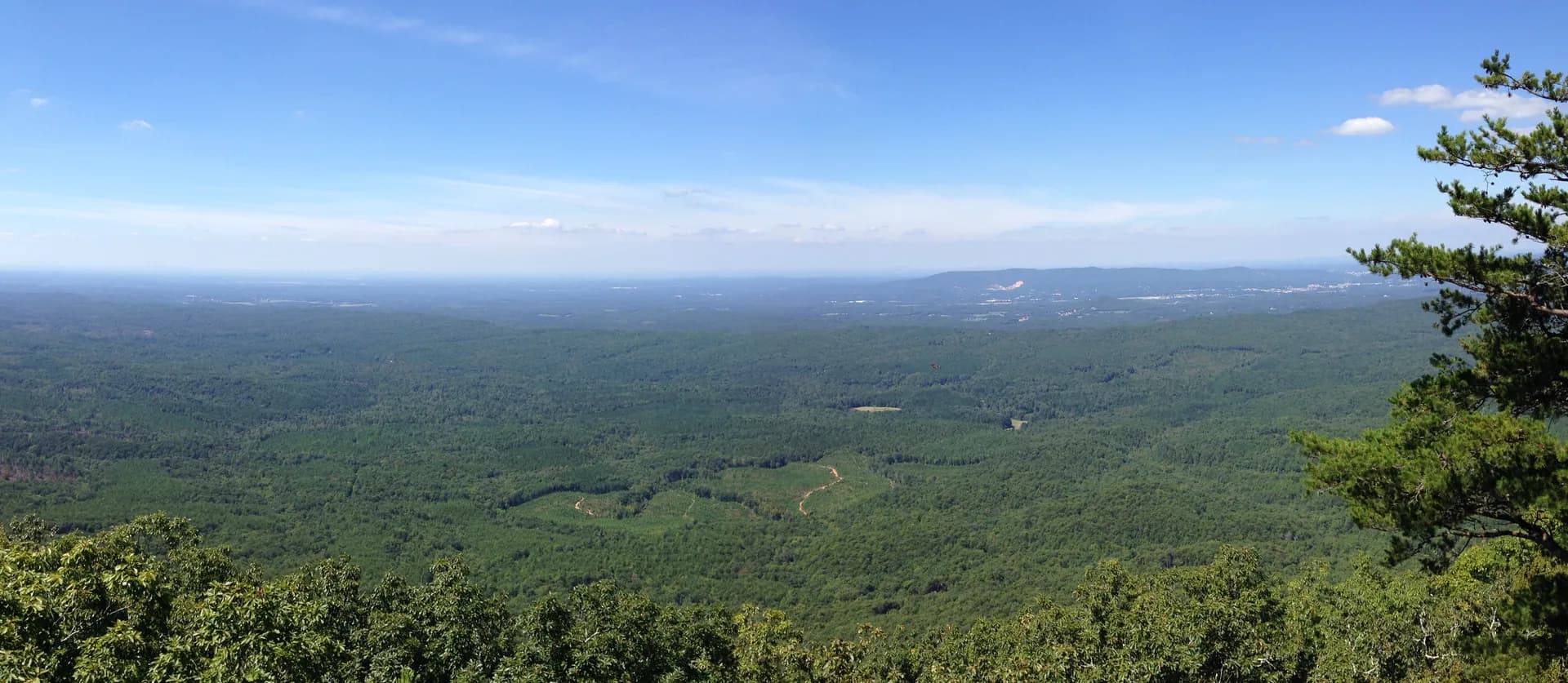 Bald Rock panoramic overlook above forested ridges in Cheaha State Park area, Talladega National Forest, Alabama