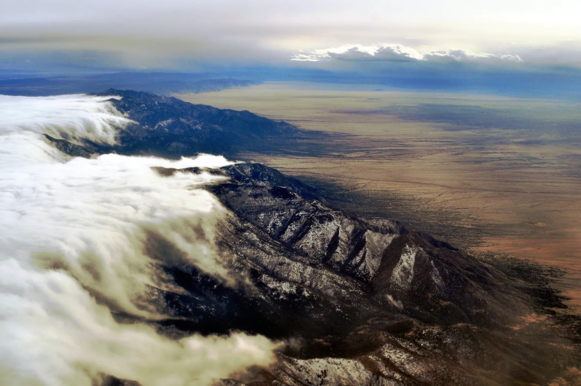 Aerial view of the Manzano Mountains with forested terrain, Cibola National Forest, New Mexico