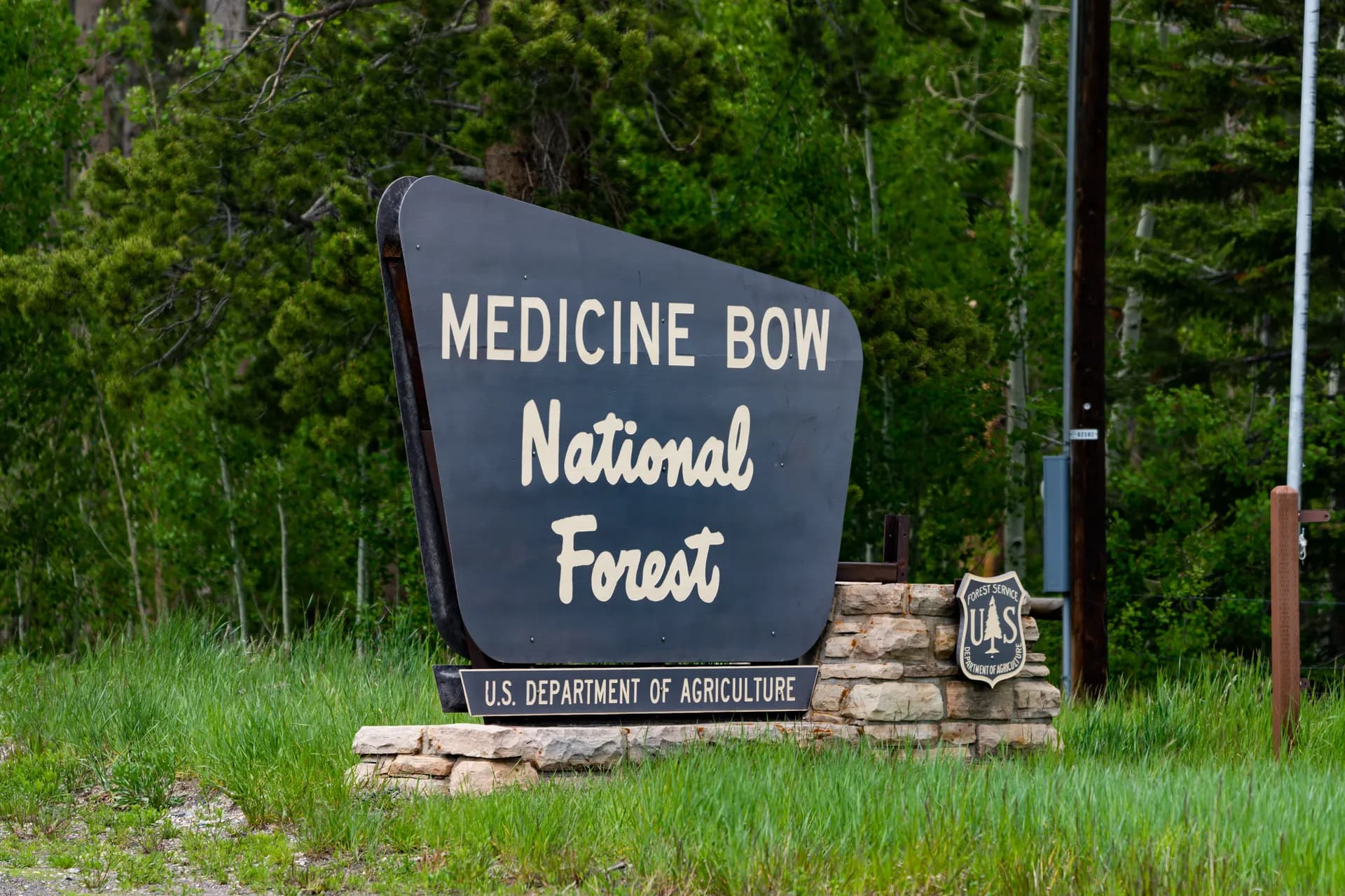 Subalpine conifer forest and mountain peaks in Medicine Bow-Routt National Forests, Wyoming