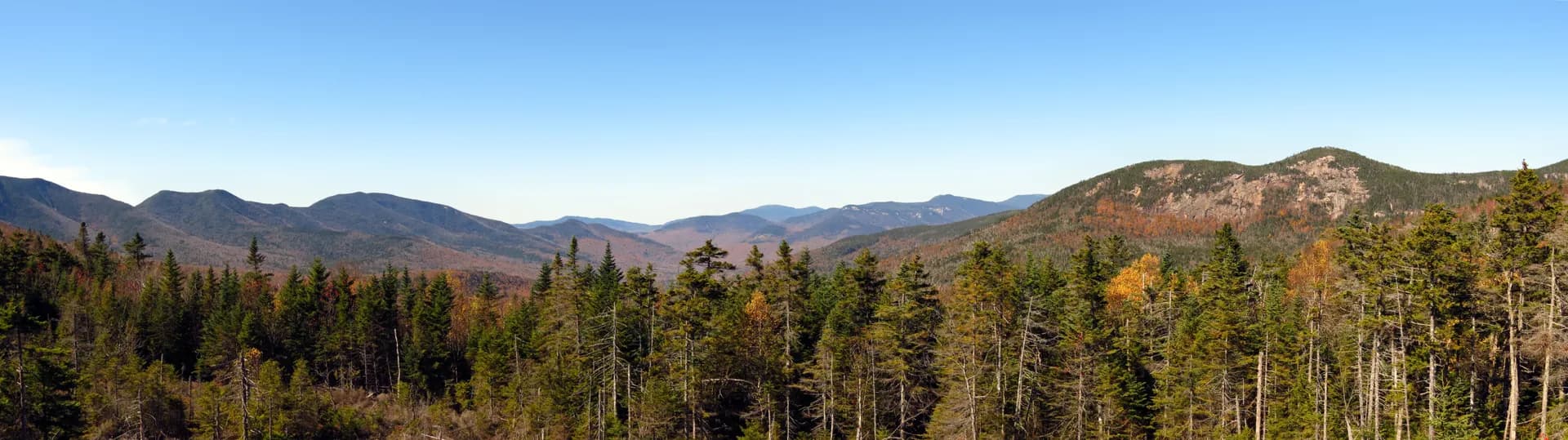 Mountain panorama from Kancamagus Highway in White Mountain National Forest, New Hampshire