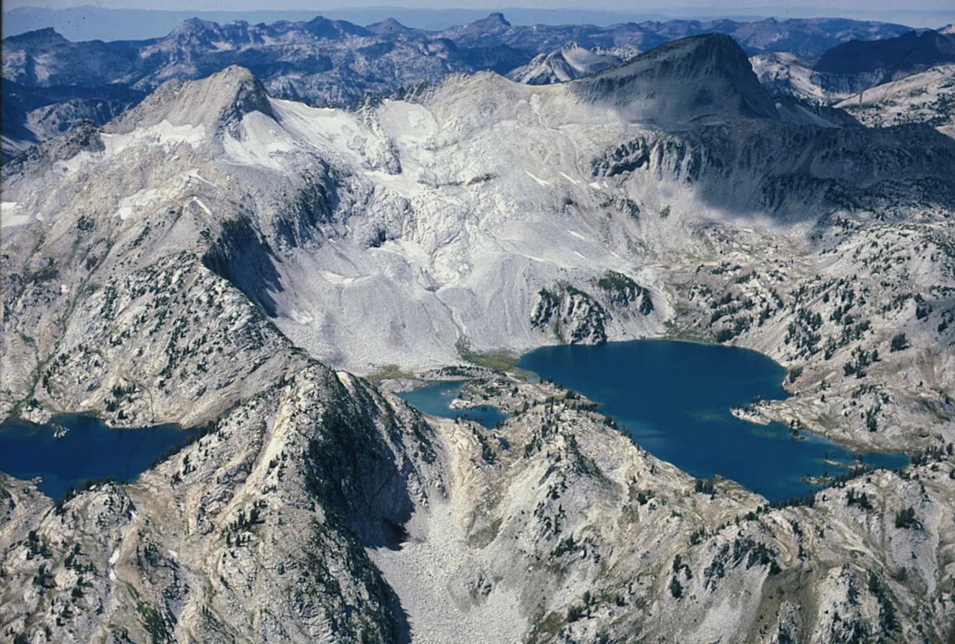 Three alpine lakes in Eagle Cap Wilderness of Wallowa-Whitman National Forest, Oregon